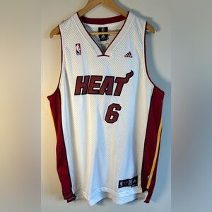 Adidas LeBron James Miami Heat Authentic Jersey White Red Mesh Mens Size 2XL L+2
